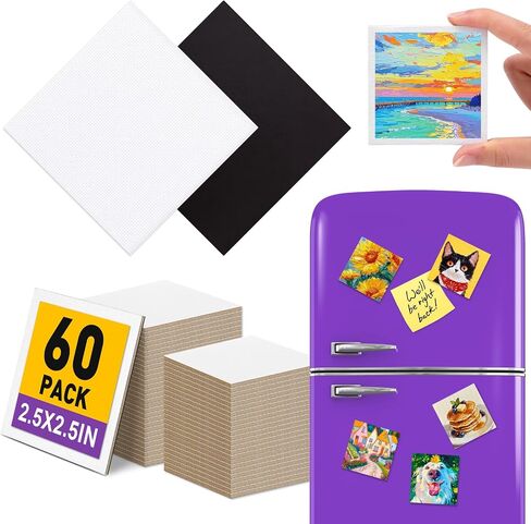 60Pack 2.5x2.5IN Square Mini Canvas Magnets, Small Magnetic Paint Canvas in Kuwait