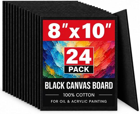 24PCS Black Canvas Board 8x10 inch Art Canvas Boards Blank Painting Canvas Bulk 100% Cotton Canvas Panels Paint Canvases for Painting Blank Canvas Boards for Oil & Acrylic Painting in Kuwait