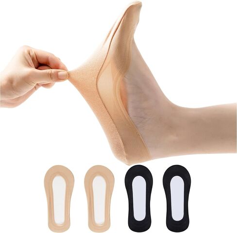 4 Pairs No Show Liner Socks Women's Low Cut Cotton Nylon Boat Invisible Hidden Socks Non-Slip for Flats in Kuwait