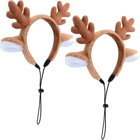 Beviliu Dog Reindeer Antlers Headband, Dog Christmas Antlers Costume in Saudi Arabia