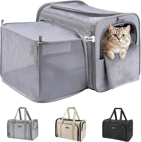 MIDOG Soft Cat Carrier Airline Approved, Expandable for Cats Up to 15lbs in Saudi Arabia