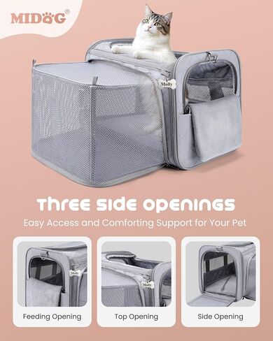 MIDOG Soft Cat Carrier Airline Approved, Expandable for Cats Up to 15lbs in Saudi Arabia
