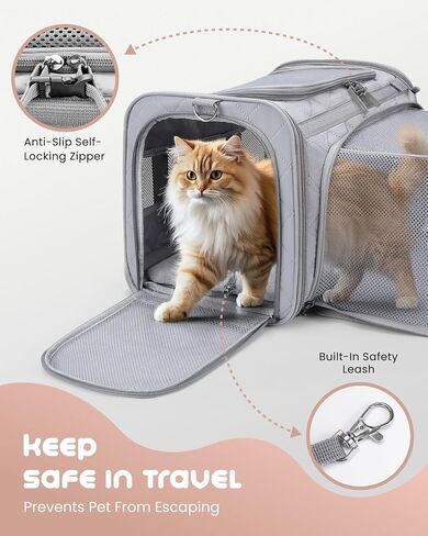MIDOG Soft Cat Carrier Airline Approved, Expandable for Cats Up to 15lbs in Saudi Arabia