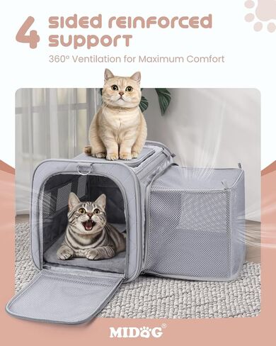 MIDOG Soft Cat Carrier Airline Approved, Expandable for Cats Up to 15lbs in Saudi Arabia