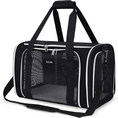 BAGLHER Cat Carrier Bag,Airline Approved Pet Carrier Soft Side Pet Travel 5 Sides Open Doors 3 Sides Expandable Foldable Dog Carrier with Fleece Pad in Kuwait