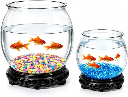 Plastic Fish Bowl Set of 2, Betta Tank with Stand, 1.8+0.8 Gal in Saudi Arabia