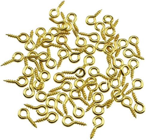 3/8 Inch Small Screw Eyes Solidly Closed Eyelet Threads Hold Tight Hand Twisting Cup Hooks Eyebolt Quality Aolly Gold 200 Pieces for Christmas Hanging Ornaments Jewelry Making Bead Crafts in Saudi Arabia