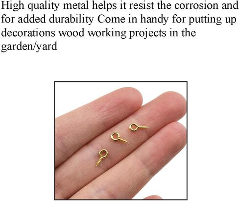 3/8 Inch Small Screw Eyes Solidly Closed Eyelet Threads Hold Tight Hand Twisting Cup Hooks Eyebolt Quality Aolly Gold 200 Pieces for Christmas Hanging Ornaments Jewelry Making Bead Crafts in Saudi Arabia