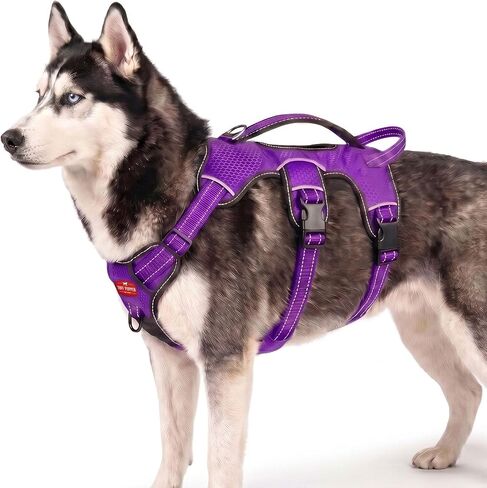 تم تحديث Tuff Pupper لعام 2022 - حزام تتبع الكلاب بدون الهروب | ملحقات المقود المزدوج المقاوم للهروب | حزام قابل للتعديل بخمس نقاط للكلاب | حزام مبطن للكلاب من أجل الراحة | التعامل مع تسخير رفع الكلب in Kuwait