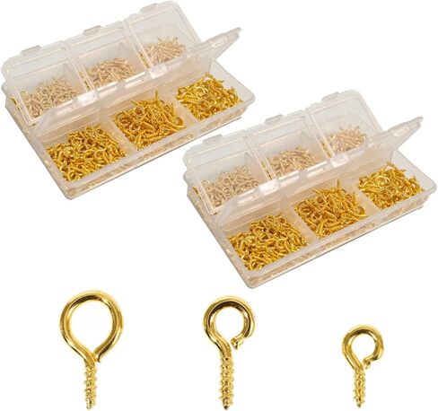 400 Pack Small Eye Hooks, Screw Eye Pins, Eyepins Fasteners for Jewelry Making, DIY Crafts, Keychains (400, Gold&Silver) in Kuwait