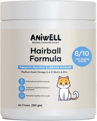 Hairball Formula for Cats – Soft Chews with Omega-3 & Biotin | Cat Hairball Support for Healthy Digestion, Less Shedding & Skin and Coat – Indoor Cats & Kittens in Saudi Arabia