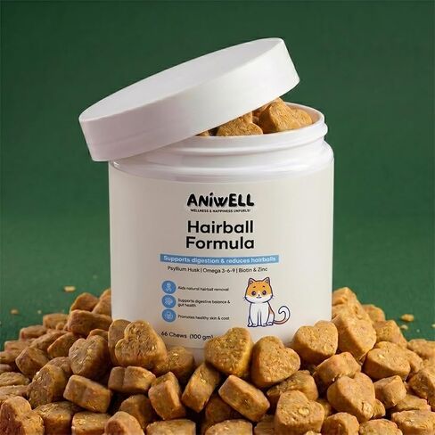 Hairball Formula for Cats – Soft Chews with Omega-3 & Biotin | Cat Hairball Support for Healthy Digestion, Less Shedding & Skin and Coat – Indoor Cats & Kittens in Saudi Arabia