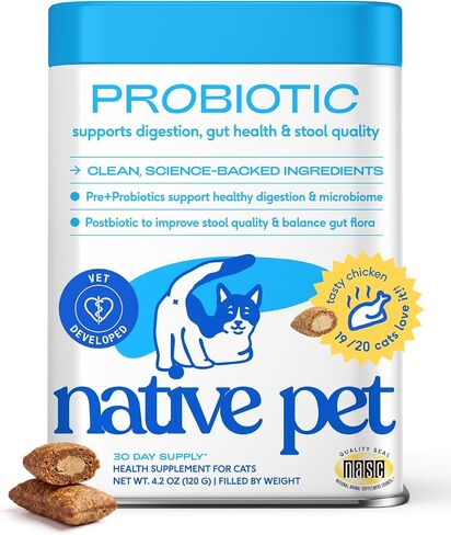 Native Pet Probiotic for Cats - Chicken Flavored Cat Digestive Support in Kuwait