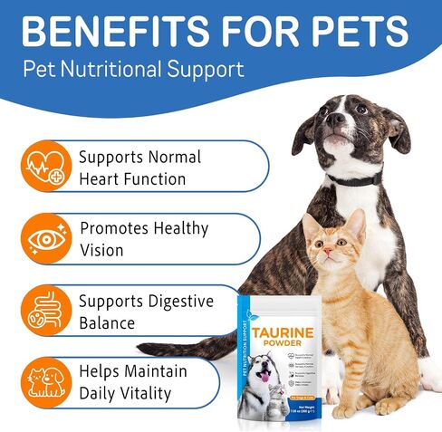 Taurine for Cats & Dogs - High Purity Taurine Powder for All Life Stages - 200 Servings - Unscented - Supports Heart & Vision - 7.05 oz (200g) in Kuwait