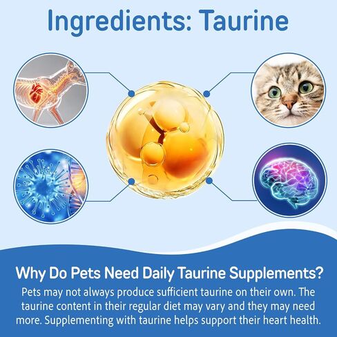 Taurine for Cats & Dogs - High Purity Taurine Powder for All Life Stages - 200 Servings - Unscented - Supports Heart & Vision - 7.05 oz (200g) in Kuwait