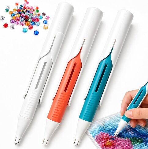 3PCS Automatic Diamond Painting Bead Dispenser,2027 New Diamond Art Automatic Bead Dispenser Pen,Suitable for 2.8mm Round Diamonds,Durable, WH+OG+BU in Kuwait