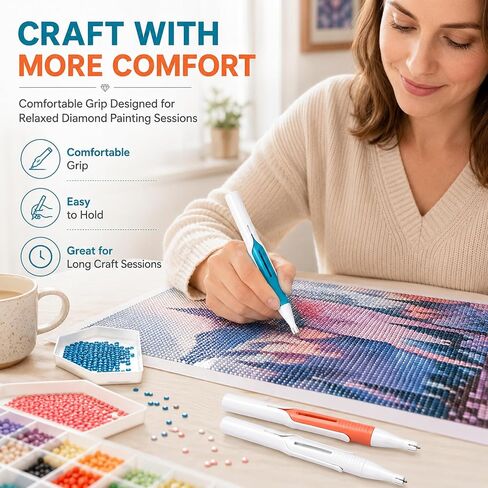 3PCS Automatic Diamond Painting Bead Dispenser,2027 New Diamond Art Automatic Bead Dispenser Pen,Suitable for 2.8mm Round Diamonds,Durable, WH+OG+BU in Kuwait