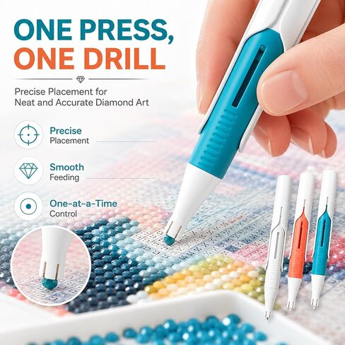 3PCS Automatic Diamond Painting Bead Dispenser,2027 New Diamond Art Automatic Bead Dispenser Pen,Suitable for 2.8mm Round Diamonds,Durable, WH+OG+BU in Kuwait