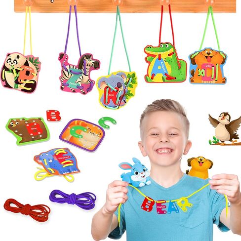 18PCS Dress Up Lacing Card | Girl Montessori Toys Sewing Kits for Kids in Kuwait