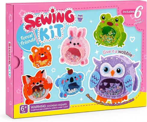 Gipony Sewing Kit for Kids Ages 6-12, Kids Sewing Kit with 6 DIY Forest Animal Craft Kits, Pre-Punched Felt & Instructions, Learn to Sew, Stitch Gifts for Girls, 6 & 7 Year Old Girl Birthday Gift in Kuwait