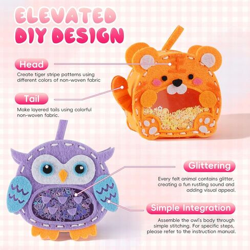 Gipony Sewing Kit for Kids Ages 6-12, Kids Sewing Kit with 6 DIY Forest Animal Craft Kits, Pre-Punched Felt & Instructions, Learn to Sew, Stitch Gifts for Girls, 6 & 7 Year Old Girl Birthday Gift in Kuwait