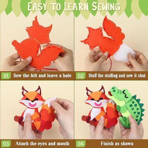 Toylink Wild Animal Sewing Kit for Kids Beginners, 12-in-1 Sew Your Own Felt Animals Craft Kit for Kids Girls Boys 6-8, 8-12, Fun and Educational Girls Birthday Gift Ideas in Saudi Arabia