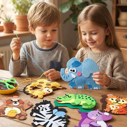 Toylink Wild Animal Sewing Kit for Kids Beginners, 12-in-1 Sew Your Own Felt Animals Craft Kit for Kids Girls Boys 6-8, 8-12, Fun and Educational Girls Birthday Gift Ideas in Saudi Arabia