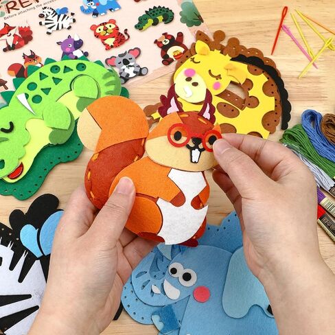 Toylink Wild Animal Sewing Kit for Kids Beginners, 12-in-1 Sew Your Own Felt Animals Craft Kit for Kids Girls Boys 6-8, 8-12, Fun and Educational Girls Birthday Gift Ideas in Saudi Arabia