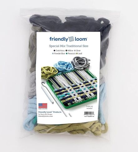 Harrisville Designs Friendly Loom Lotta Loops 7" Standard Size Mix Colors Cotton Loops Makes 2 Potholders, Weaving, Crafts for Kids and Adults-Assorted Colors in Kuwait