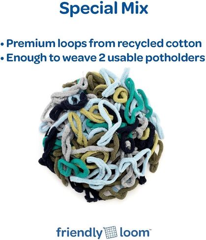 Harrisville Designs Friendly Loom Lotta Loops 7" Standard Size Mix Colors Cotton Loops Makes 2 Potholders, Weaving, Crafts for Kids and Adults-Assorted Colors in Kuwait