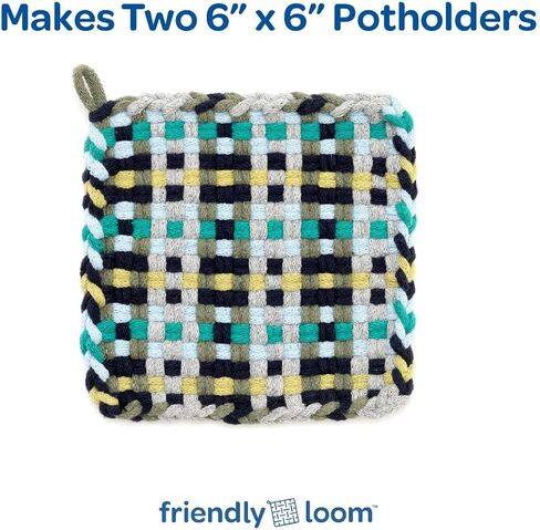 Harrisville Designs Friendly Loom Lotta Loops 7" Standard Size Mix Colors Cotton Loops Makes 2 Potholders, Weaving, Crafts for Kids and Adults-Assorted Colors in Kuwait