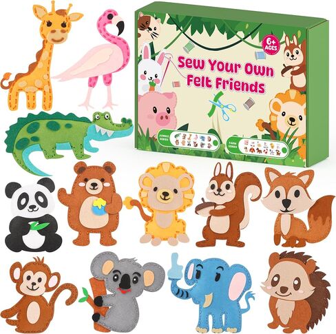 YEETIN Sewing Kit for Kids Ages 6+, Make 12 Felt Farm Animals DIY Craft Set in Saudi Arabia