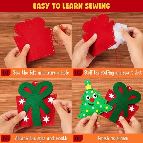 Cleboen Christmas Sewing Kit for Kids Beginners, 12-in-1 Sew Your Own Felt Christmas Ornaments Craft Kit for Kids Girls & Boys 6-8, 8-12, Fun and Educational Christmas Gift Ideas in Saudi Arabia
