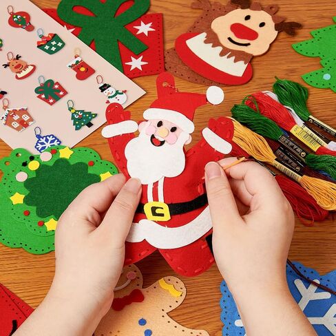 Cleboen Christmas Sewing Kit for Kids Beginners, 12-in-1 Sew Your Own Felt Christmas Ornaments Craft Kit for Kids Girls & Boys 6-8, 8-12, Fun and Educational Christmas Gift Ideas in Saudi Arabia
