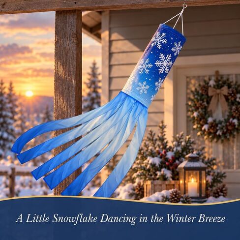 Madrona Brands Winter Snowflake Windsock | Durable Outdoor Hanging Holiday Decoration | Yard, Patio, Garden and More | 60 Inch in Kuwait
