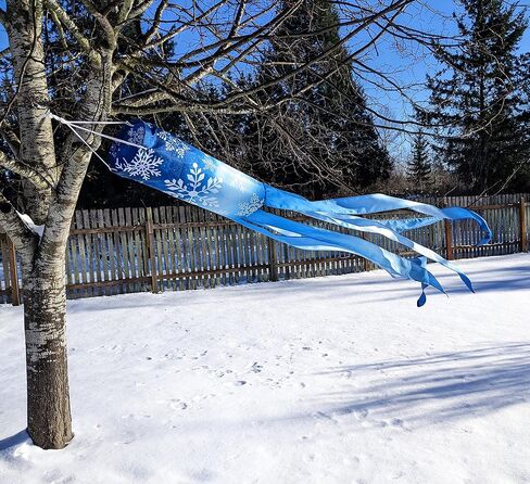Madrona Brands Winter Snowflake Windsock | Durable Outdoor Hanging Holiday Decoration | Yard, Patio, Garden and More | 60 Inch in Kuwait