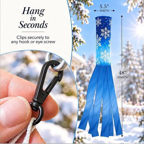 Madrona Brands Winter Snowflake Windsock | Durable Outdoor Hanging Holiday Decoration | Yard, Patio, Garden and More | 60 Inch in Kuwait