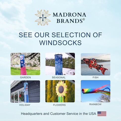 Madrona Brands Winter Snowflake Windsock | Durable Outdoor Hanging Holiday Decoration | Yard, Patio, Garden and More | 60 Inch in Kuwait