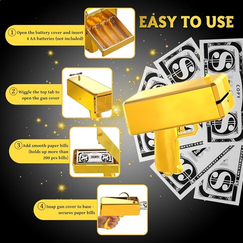 Sopu Make it Rain Gold Money Gun Paper Playing Spary Prop Cash Gun Money Gun Shooter Party Supplies in Saudi Arabia