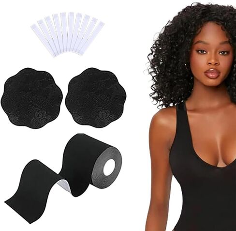 Boob Tape Boobtape, 3" Extra Wide Bob Tape for Large Breasts, XL Breast Lift Tape w 2pcs Reusable Nipplecover Adhesive Bra in Kuwait