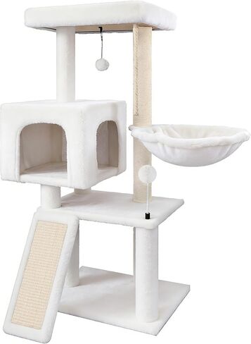 Cat Tree with Cat Condo and Two Hammocks, Cat Tree with Scratching Posts and Scratching Pads, Cat Tower for Indoor Cats, Activity Centre Climbing Tree with Playful Toy Balls, Grey in Kuwait
