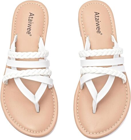 Ataiwee Women's Flat Slide Sandals - Fashion Slip On Flat Summer Shoes. in Kuwait