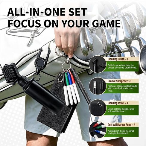 Golf Club Cleaner, 4-in-1 Kit with Water Brush, Groove Sharpener, Towel,Pen in Saudi Arabia