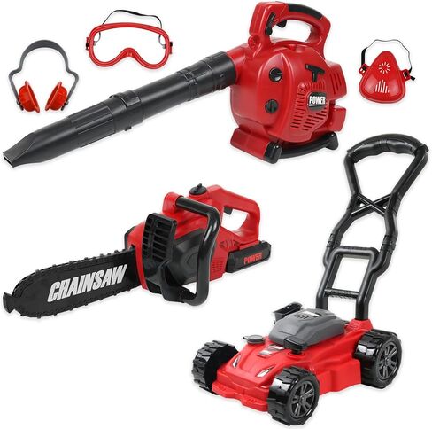 Kids Toy Lawn Mower, Leaf Blower and Chainsaw Set Landscaping Power Tools in Saudi Arabia