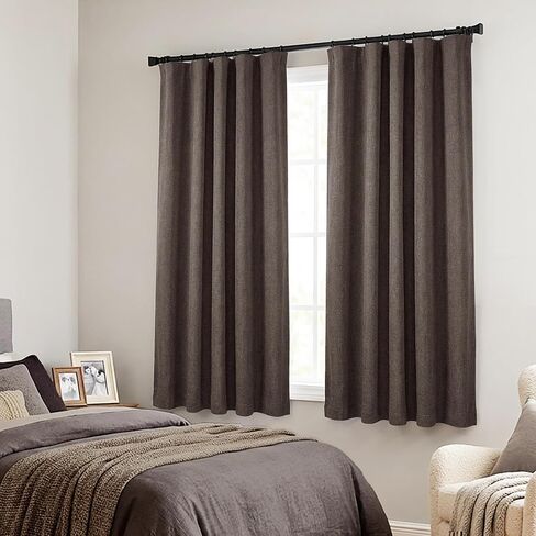 Oatmeal Linen Blackout Curtains 96 Inch Long 2 Panel Set, Pleated Drapes with Hooks for 8FT Floor to Ceiling or Track System, Neutral Warm Beige Greige Black Out Window Drapery for Bedroom Living Room in Kuwait