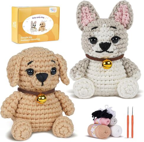 MOREJMTT Crochet Kit for Beginners, Learn to Crochet, Include Easy Knitting Soft Yarn, Step-by-Step Video Tutorial, Hook, Holiday Birthday Gift for Adults (Golden Retriever) in Saudi Arabia