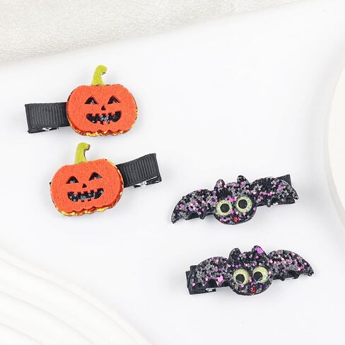4PCS Bat Hair Bow Clips for Kids Girls Women Halloween Cute Black Bat Bows Clips with Wings Hairgrips Hair Accessories for Halloween Cosplay Costume Party Decorations in Kuwait