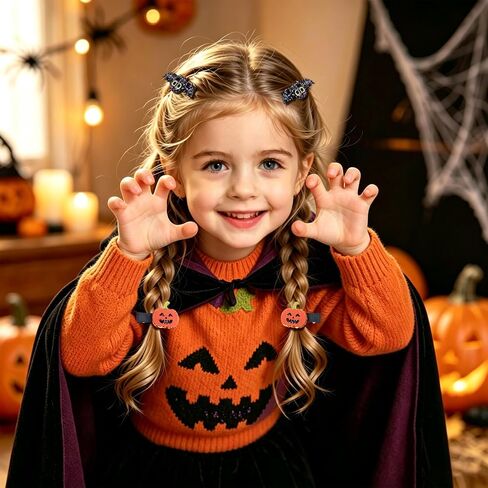 4PCS Bat Hair Bow Clips for Kids Girls Women Halloween Cute Black Bat Bows Clips with Wings Hairgrips Hair Accessories for Halloween Cosplay Costume Party Decorations in Kuwait