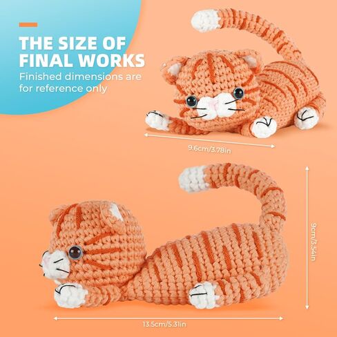 MOREJMTT Crochet kit for Beginners Adults, Learn to Crochet, Include Easy Knitting Soft Yarn, Step-by-Step Video Tutorial, Hook, Holiday Birthday Gift (Orange cat) in Saudi Arabia