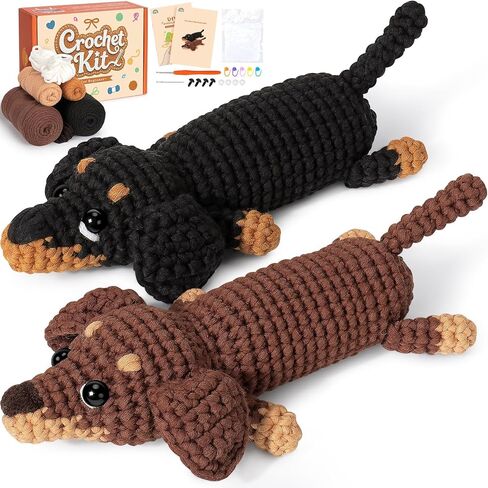 Fortuning's JDS Crochet Kit for Beginners, 2 Pack Dinosaur Cat Crochet Kit in Saudi Arabia